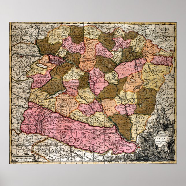 Affiches Carte antique de Hongrie (Devant)