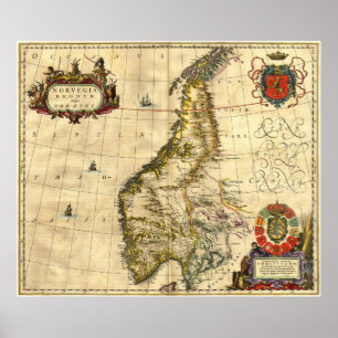 Affiches Carte antique de la Norvège