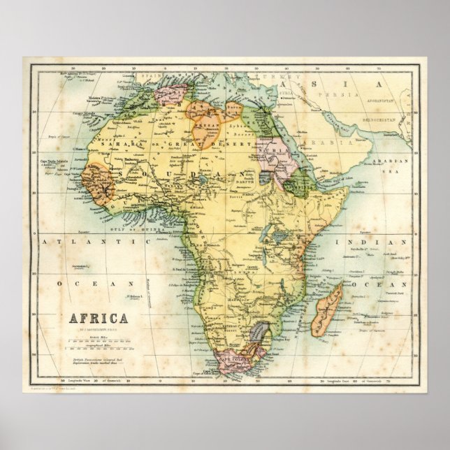 Affiches Carte antique de l'Afrique (Devant)