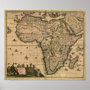 Affiches Carte antique de l'Afrique 1680 par Frederick De W