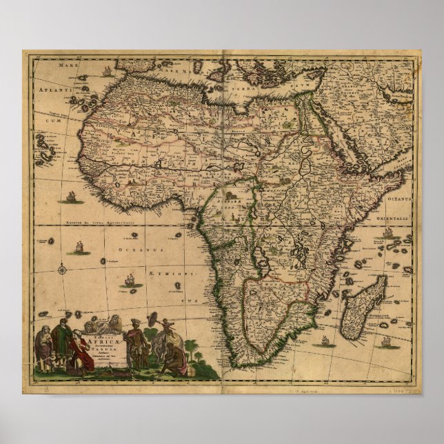 Affiches Carte antique de l'Afrique 1680 par Frederick De W (Devant)