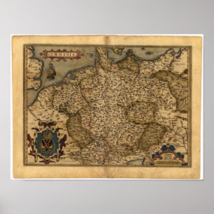 Affiches Carte antique de l'Allemagne Ortelius Atlas