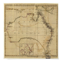 Carte antique de l'Australie vers 1770