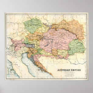 Affiches Carte antique de l'Empire autrichien