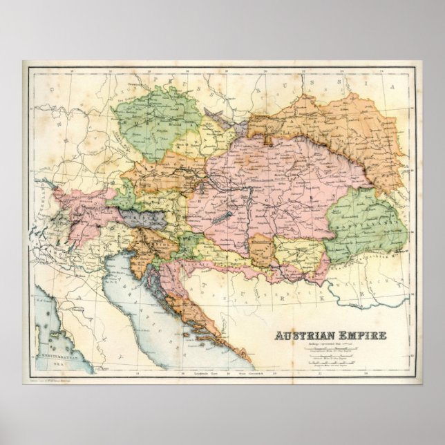 Affiches Carte antique de l'Empire autrichien (Devant)