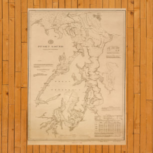 Affiches Carte antique de Puget Sound
