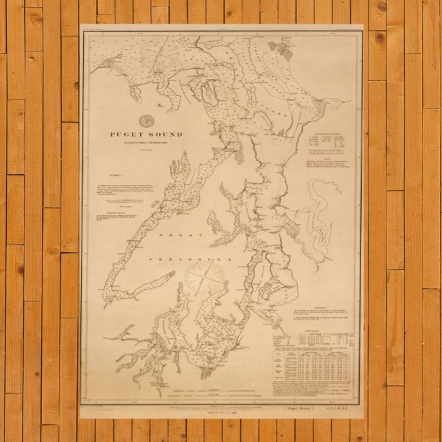 Affiches Carte antique de Puget Sound (Créateur téléchargé)