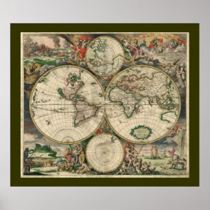Affiches Carte antique de Vieux Monde de l'affiche du monde