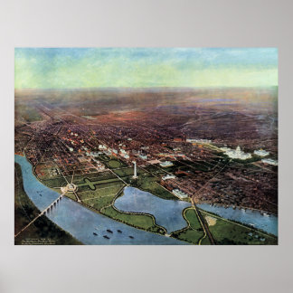 Affiches Carte antique de Washington DC et de la rivière Po
