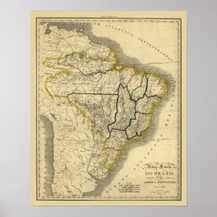Affiches Carte antique du Brésil en 1821