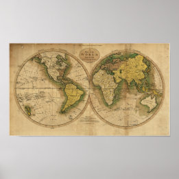 Affiches Carte antique du monde - 1795