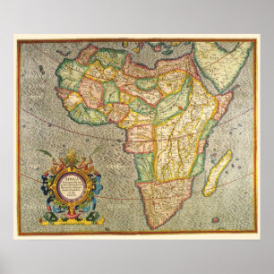 Affiches Carte antique du monde de Mercator de l'Afrique, 1