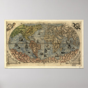 Affiches Carte antique du monde en 1565
