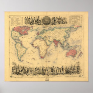 Affiches Carte antique - L'Empire britannique 1850