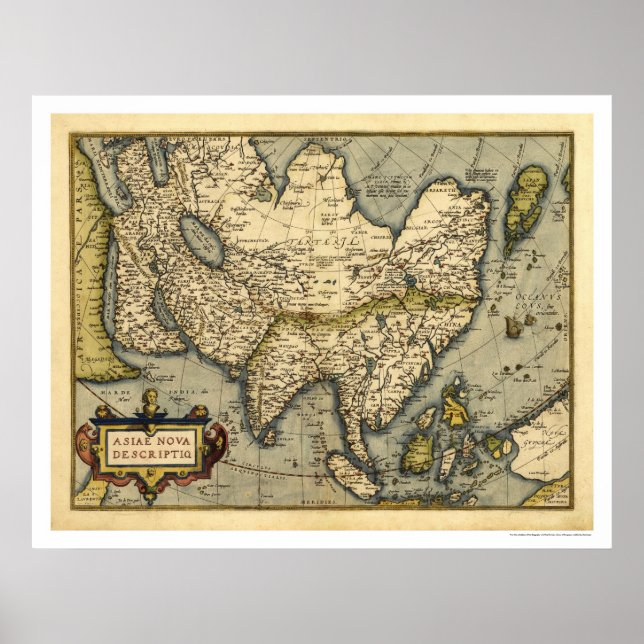 Affiches Carte Asie Par Ortelius 1570 (Devant)