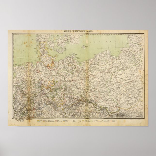 Affiches Carte Atlas de l'Allemagne du Nord (Devant)