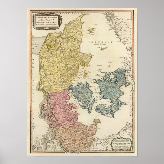 Affiches Carte Atlas du Danemark (Devant)