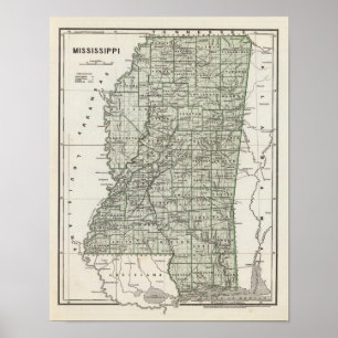 Affiches Carte Atlas du Mississippi