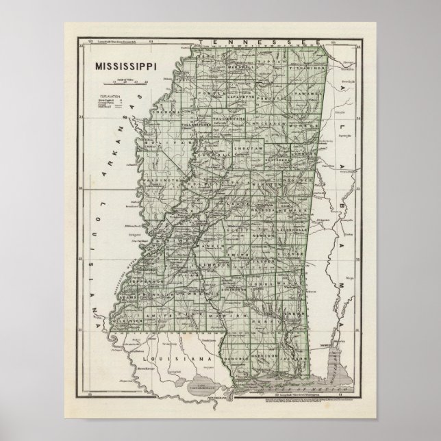 Affiches Carte Atlas du Mississippi (Devant)