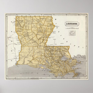 Affiches Carte Atlas Louisiane