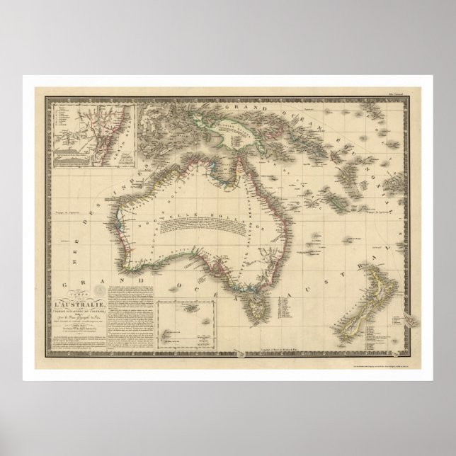 Affiches Carte Australie dessinée par Adrien Hubert Brue 18 (Devant)