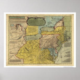 Affiches Carte britannique de l'Amérique de colonies - 1771