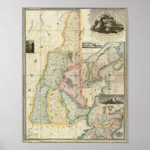 Affiches Carte Carrigain du New Hampshire