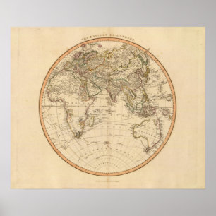 Affiches Carte circulaire de l'hémisphère oriental