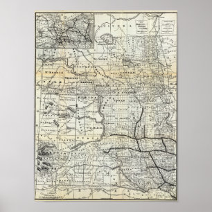 Affiches Carte correcte du Dakota