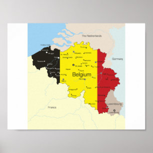Affiches Carte d'affiche de la Belgique