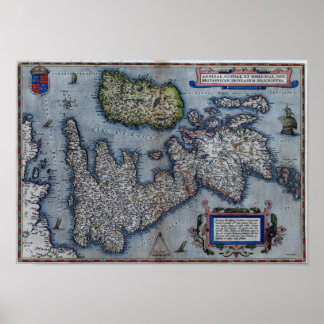 Affiches Carte d'Angleterre du XVIe siècle