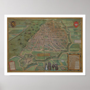 Affiches Carte d'Anvers, de Civitates Orbis Terrarum par