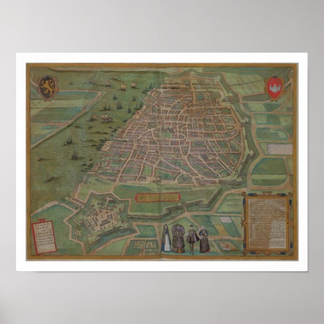 Affiches Carte d'Anvers, de Civitates Orbis Terrarum par (Devant)
