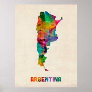 Affiches Carte d'aquarelle de l'Argentine