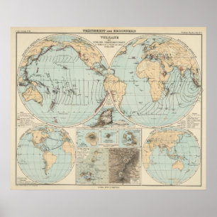Affiches Carte d'atlas de DES Erdinnern de Thatigkeit