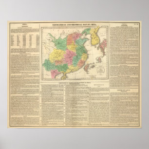 Affiches Carte d'atlas de la Chine et du Japon