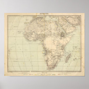 Affiches Carte d'atlas de l'Afrique montrant des colonies