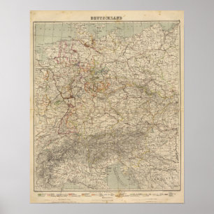 Affiches Carte d'atlas de l'Allemagne