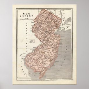 Affiches Carte d'atlas de New Jersey