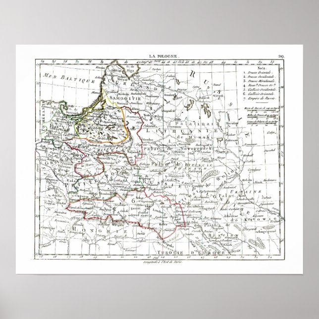 Affiches Carte de 1806 - La Pologne (Devant)