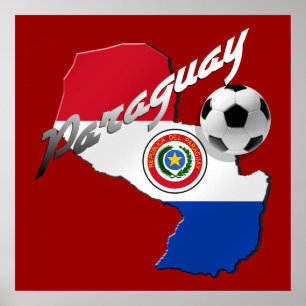 Affiches Carte de ballon de football de drapeau du Paraguay