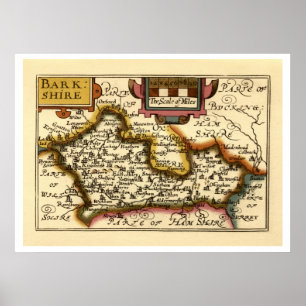 Affiches Carte de "Barkshire" le comté de Berkshire,