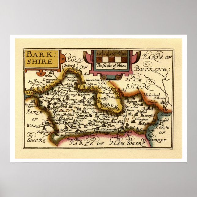 Affiches Carte de "Barkshire" le comté de Berkshire, (Devant)