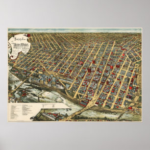 Affiches Carte de birdseye de Minneapolis - 1891 (Smith)