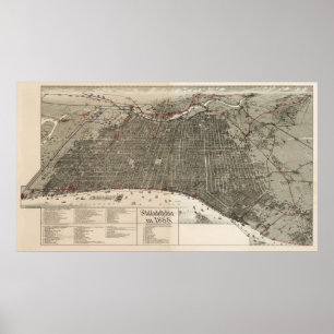 Affiches Carte de birdseye de Philadelphie - 1887