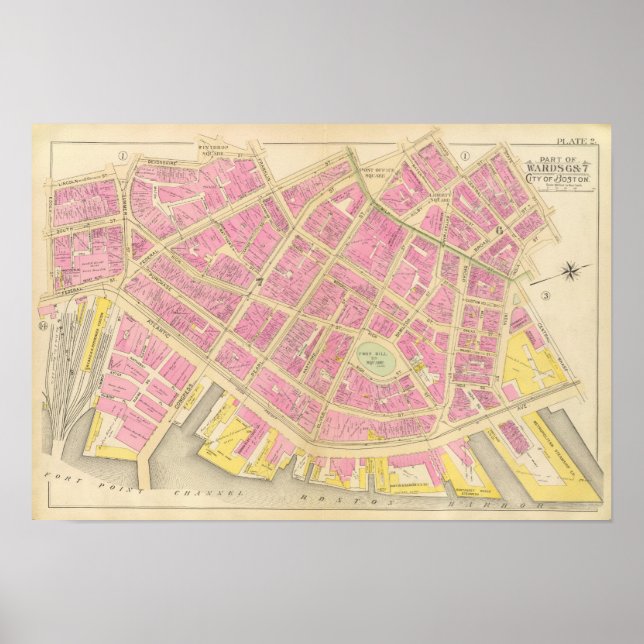 Affiches Carte de Boston 12 (Devant)