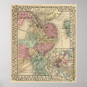 Affiches Carte de Boston par Mitchell