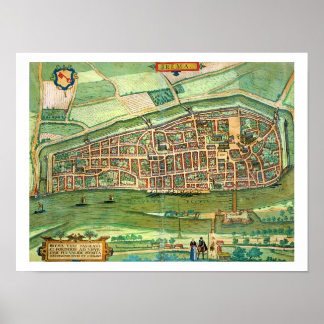 Affiches Carte de Brême, de Civitates Orbis Terrarum par (Devant)