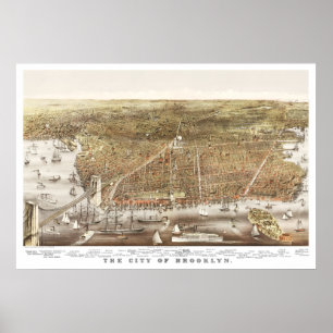 Affiches Carte de Brooklyn, New York de 1879