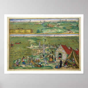 Affiches Carte de Cadix, de "Civitates Orbis Terrarum" par